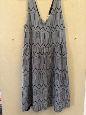 Lucky Brand Black and White Geometric Midi Dress